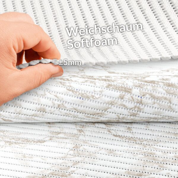 Weichschaummatte Badematte rutschfest Badvorleger Meterware Antirutschmatte Marmor Braun 130cm Breite