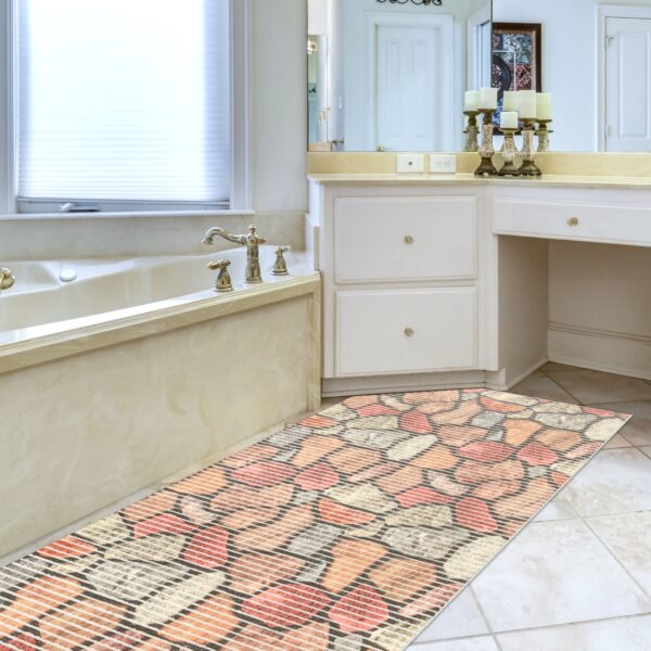 Weichschaummatte Badematte Steine Mosaik mehrfarbig Breite 65cm Meterware