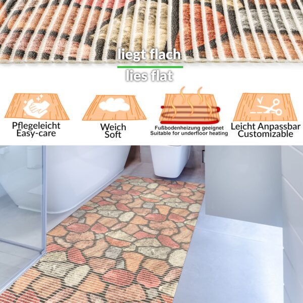 Weichschaummatte Badematte Steine Mosaik mehrfarbig Breite 65cm Meterware