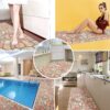 Weichschaummatte Badematte Steine Mosaik mehrfarbig Breite 65cm Meterware
