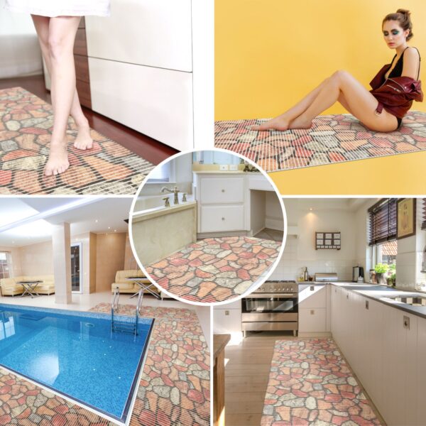 Weichschaummatte Badematte Steine Mosaik mehrfarbig Breite 65cm Meterware