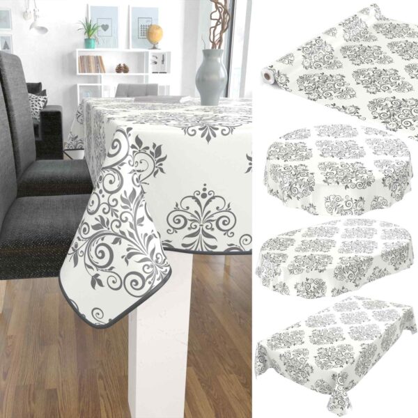 Wachstuch Tischdecke abwaschbar Wachstischdecke Gartentischdecke Ornament Beige Meterware