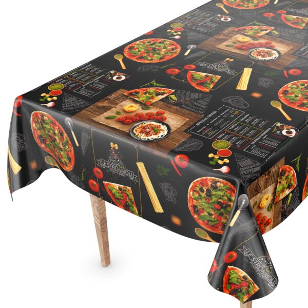 Wachstuch Wachstuchtischdecke Pizza Schwarz abwaschbar