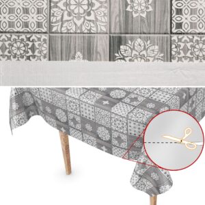 Wachstuch Wachstuchtischdecke Karo Grau Holz abwaschbar