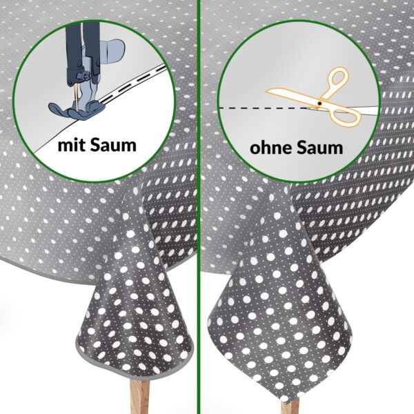 Wachstuch Wachstuchtischdecke Wachstuch Punkte Anthrazit Grau abwaschbar Gartentischdecke Outdoor Tischdecke