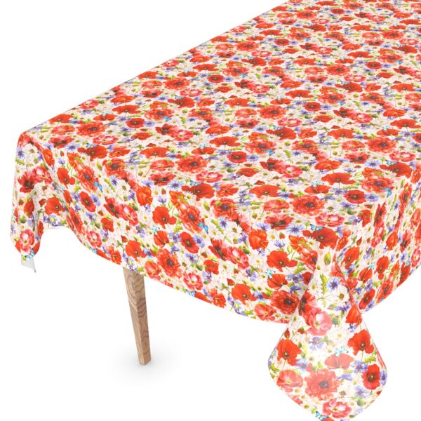 Wachstuch Tischdecke abwaschbar Wachstischdecke Meterware Mohnblumen Outdoor Tischdecke Gartentischdecke