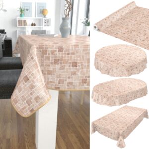 Wachstuch Tischdecke abwaschbar pflegeleicht Wachstuchtischdecke Modern Fliesenoptik Beige