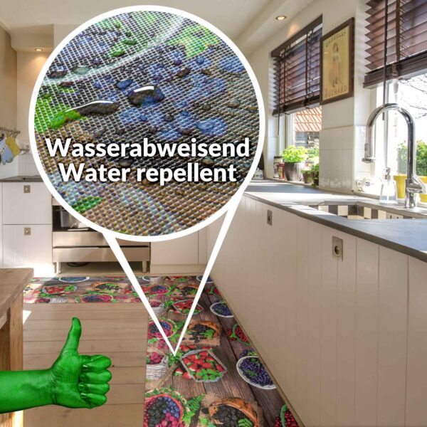 PVC Küchenteppich abwaschbar Läufer Beeren Vegan Früchte Mehrfarbig 50cm Breit