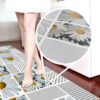 Teppichläufer Küchenläufer PVC rutschfest abwaschbar Karo Kamille Weiß 50cm Breit