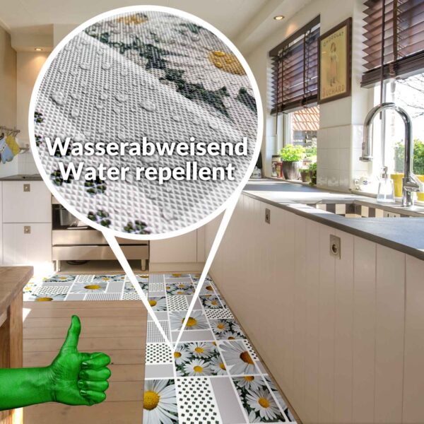 Teppichläufer Küchenläufer PVC rutschfest abwaschbar Karo Kamille Weiß 50cm Breit