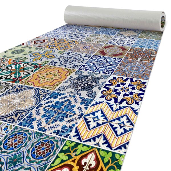 Küchenläufer Isolierend Fliesen Mosaik Mehrfarbig 50cm Breit PVC Teppich