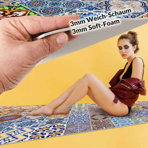 Küchenläufer Isolierend Fliesen Mosaik Mehrfarbig 50cm Breit PVC Teppich
