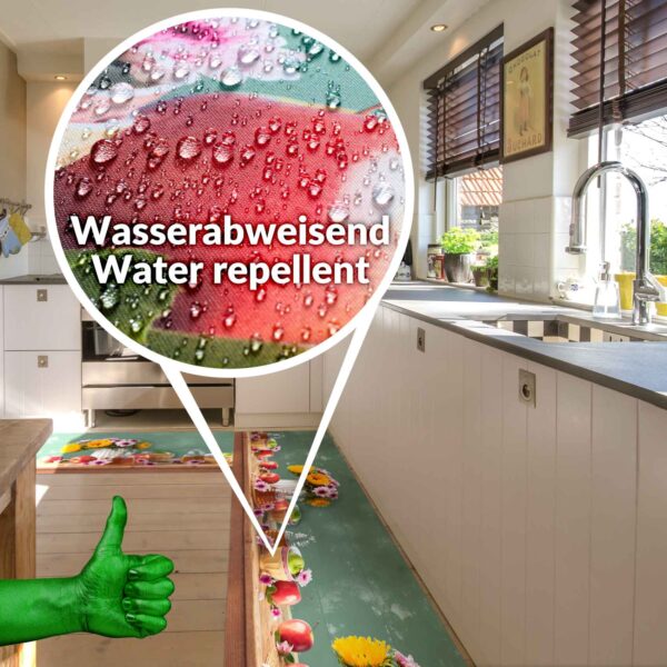 Küchenteppich Imprägniert pflegeleicht Läufer Blumen Frühling Mehrfarbig 50cm Breit