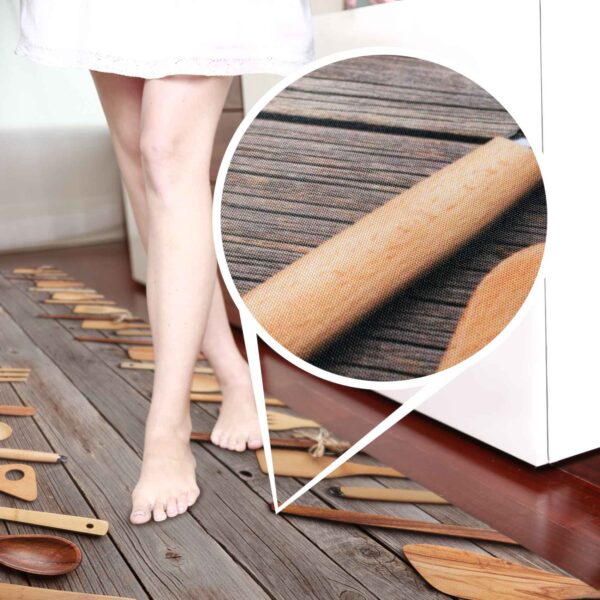 Läufer Küchen Teppich abwischbar Textil + PVC rutschfest Kochen Holz Dielen Braun 50cm Breit