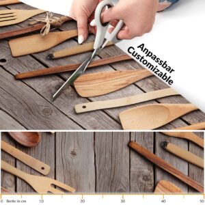 Läufer Küchen Teppich abwischbar Textil + PVC rutschfest Kochen Holz Dielen Braun 50cm Breit