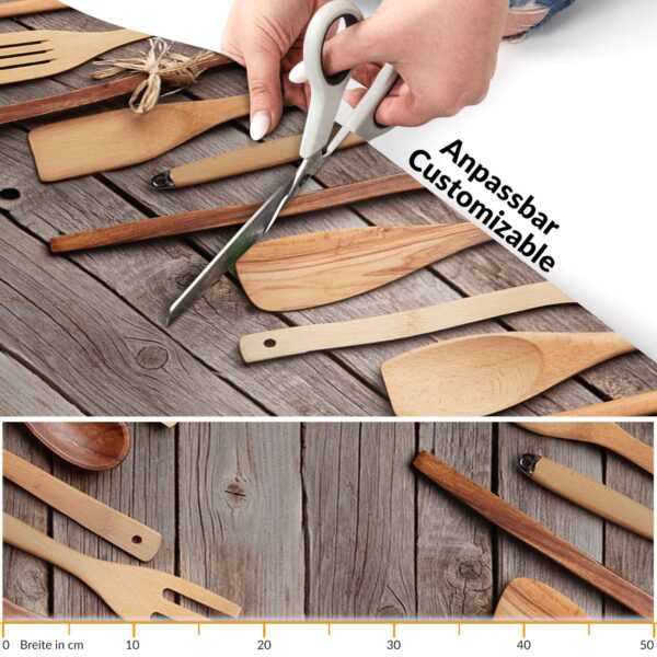 Läufer Küchen Teppich abwischbar Textil + PVC rutschfest Kochen Holz Dielen Braun 50cm Breit
