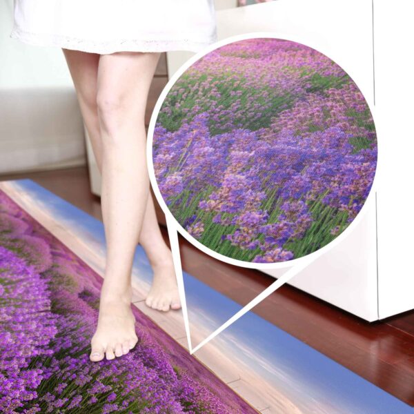Teppichläufer Küchenläufer isolierend Boden Läufer abwaschbar Textil + PVC rutschfest Lavendel Provence Lila 50cm Breit