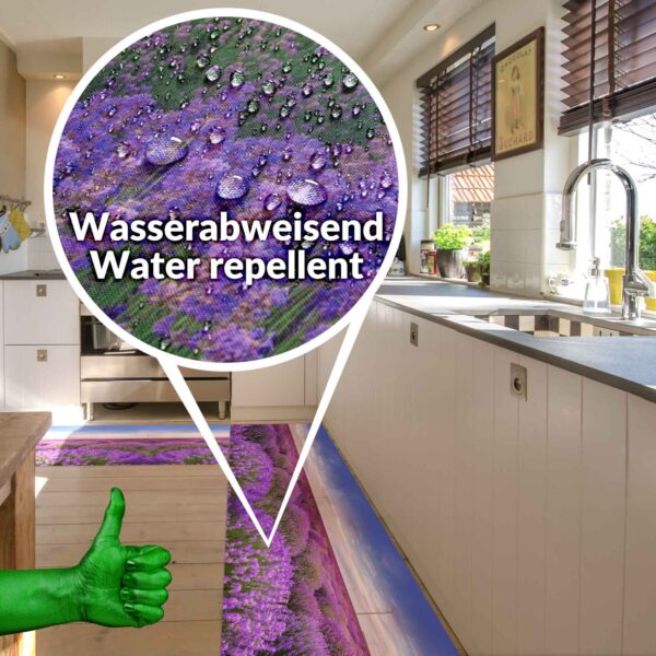 Teppichläufer Küchenläufer isolierend Boden Läufer abwaschbar Textil + PVC rutschfest Lavendel Provence Lila 50cm Breit