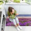 Teppichläufer Küchenläufer isolierend Boden Läufer abwaschbar Textil + PVC rutschfest Lavendel Provence Lila 50cm Breit