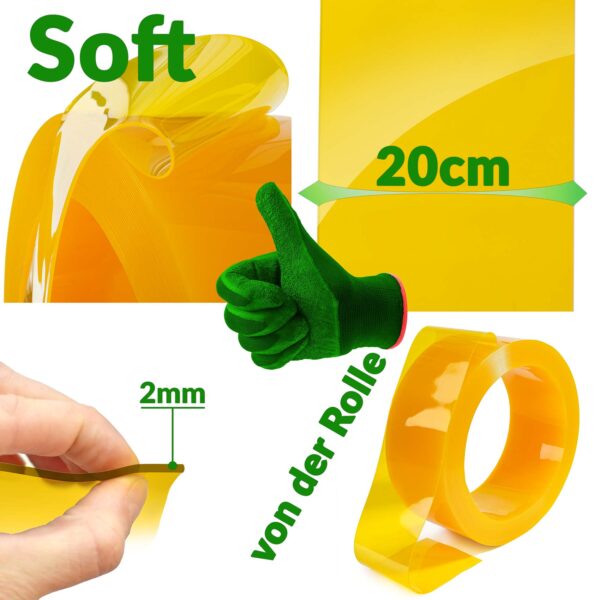 PVC Lamellen Streifenvorhang Lamellenvorhang Gelb Stärke 2mm Breite 20cm