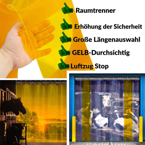 PVC Lamellen Streifenvorhang Lamellenvorhang Gelb Stärke 2mm Breite 20cm