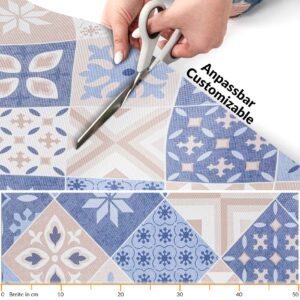 Teppich Küchenläufer Teppichläufer Läufer Flur abwischbar PVC Mirza Barcellona Blau 48cm Breit