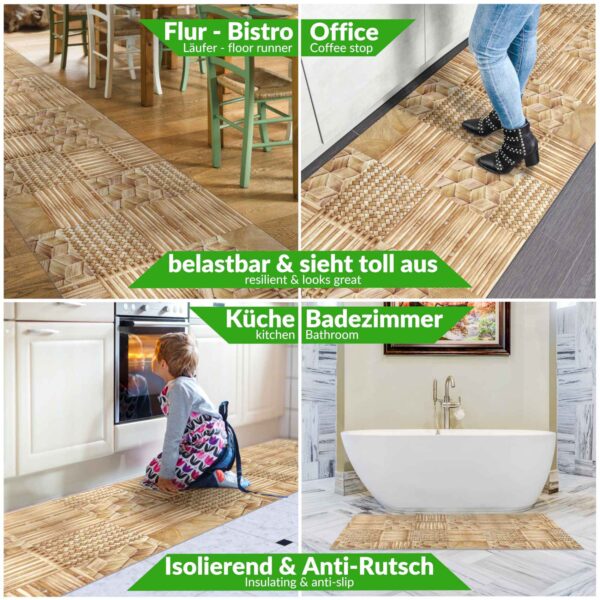 Teppich Küchenläufer Teppichläufer Läufer Flur abwischbar PVC Mirza Vimini Beige 48cm Breit