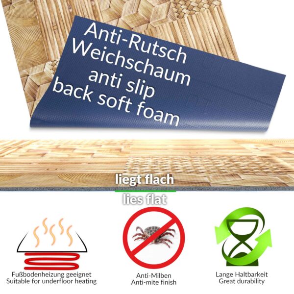 Teppich Küchenläufer Teppichläufer Läufer Flur abwischbar PVC Mirza Vimini Beige 48cm Breit