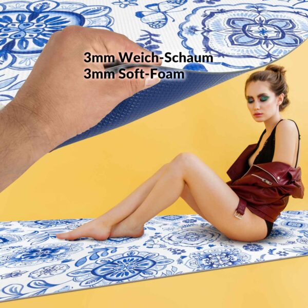 Teppich Küchenläufer Teppichläufer Läufer Flur abwischbar PVC Mirza Azulejos Blau 48cm Breit