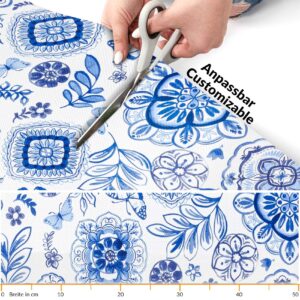 Teppich Küchenläufer Teppichläufer Läufer Flur abwischbar PVC Mirza Azulejos Blau 48cm Breit