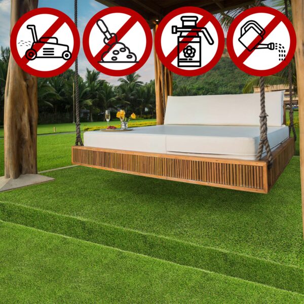 Premium Kunstrasen Natura Rasenteppich künstlicher Rasen Grün Garten Balkon 30mm