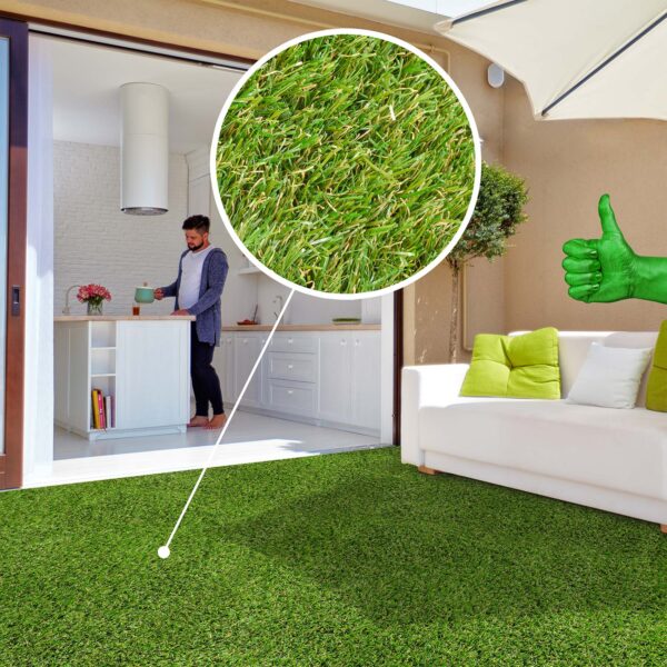 Premium Kunstrasen Natura Rasenteppich künstlicher Rasen Grün Garten Balkon 30mm