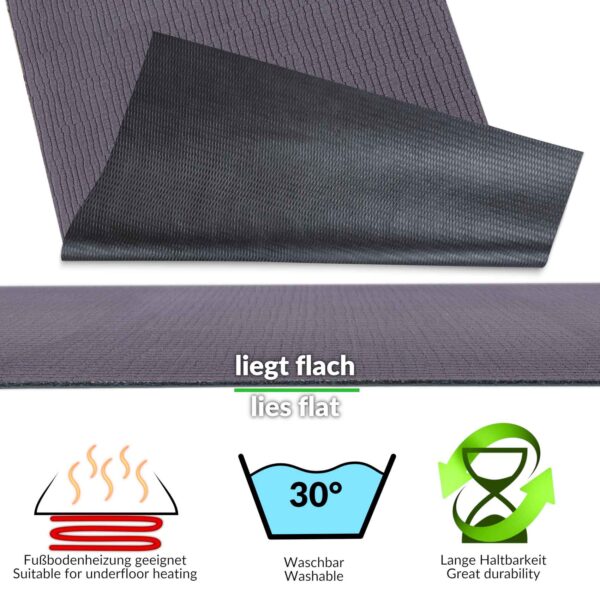 Küchenläufer rutschfest abwischbar Teppich Wilson Anthrazit 65cm Breit