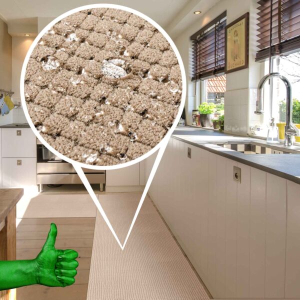 Teppichläufer Küchenläufer rutschfest abwischbar Teppich Wilson Beige 65cm Breit