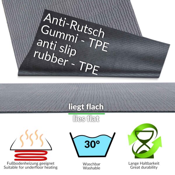 Teppichläufer Küchenläufer rutschfest abwischbar Teppich Wilson Grau 65cm Breit