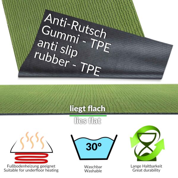 Teppichläufer Küchenläufer rutschfest abwischbar Teppich Wilson Grün 65cm Breit