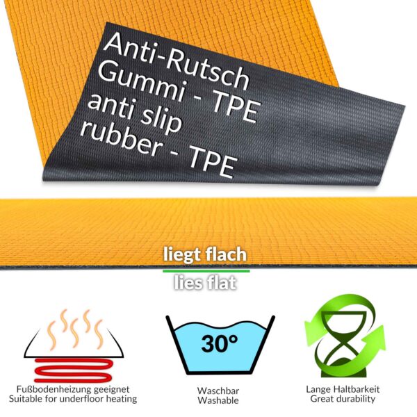 Teppichläufer Küchenläufer rutschfest abwischbar Teppich Wilson Orange 65cm Breit