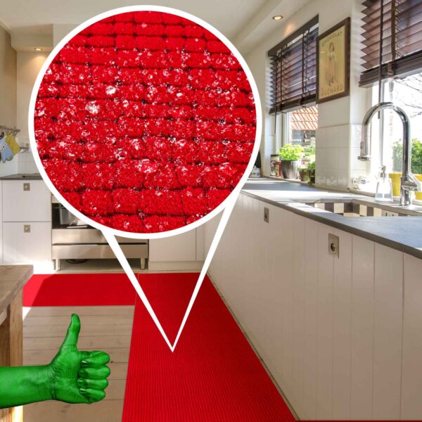 Teppichläufer Küchenläufer rutschfest abwischbar Teppich Wilson Rot 65cm Breit