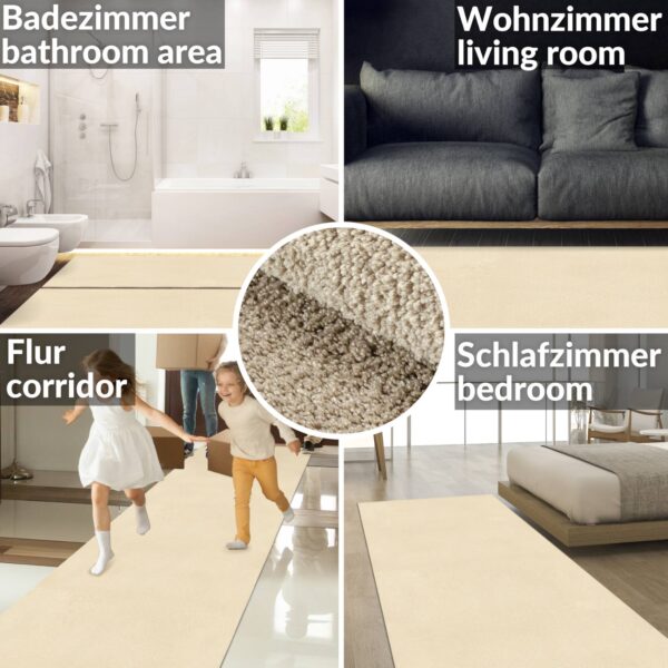 Teppich Wohnzimmer Kurzflor Designer Teppichläufer Uni einfarbig – auch als Badematte Breite 100cm