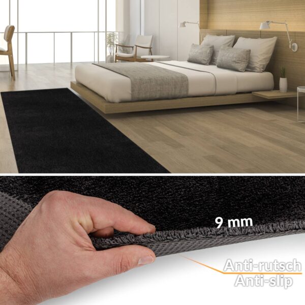 Teppich Wohnzimmer Kurzflor Designer Teppichläufer Uni einfarbig – auch als Badematte Breite 100cm