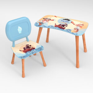 Kinder Stuhl und Tisch Set mit Motiv Pirate Blau