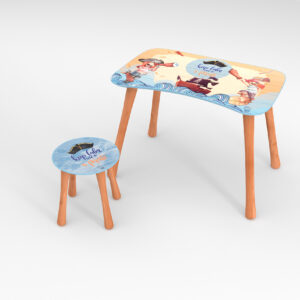 Kinder Hocker und Tisch Set mit Motiv Pirate Blau