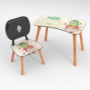 Kinder Stuhl und Tisch Set mit Motiv Drumms Beige