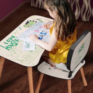 Kinder Stuhl und Tisch Set mit Motiv Drumms Beige
