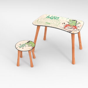 Kinder Hocker und Tisch Set mit Motiv Dino Music eige