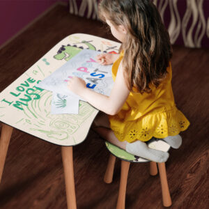 Kinder Hocker und Tisch Set mit Motiv Dino Music eige