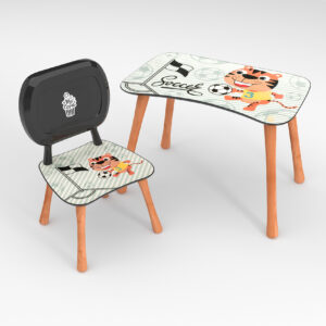 Kinder Stuhl und Tisch Set mit Motiv Soccer Beige