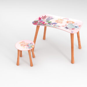 Kinder Hocker und Tisch Set mit Motiv Baloon Rosa