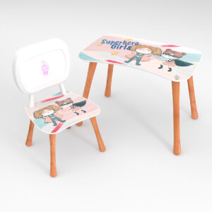 Kinder Stuhl und Tisch Set mit Motiv Power Girls Weiß