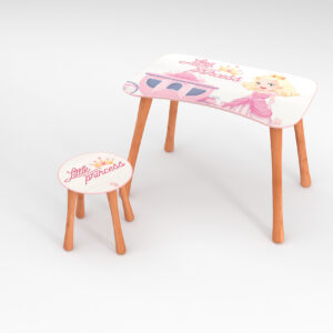 Kinder Hocker und Tisch Set mit Motiv Pink Princess Rosa